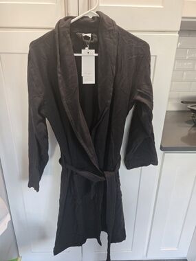 House Of Jude Turkish Cotton Black Robe - Lightweight Shawl Collar Bathrobe